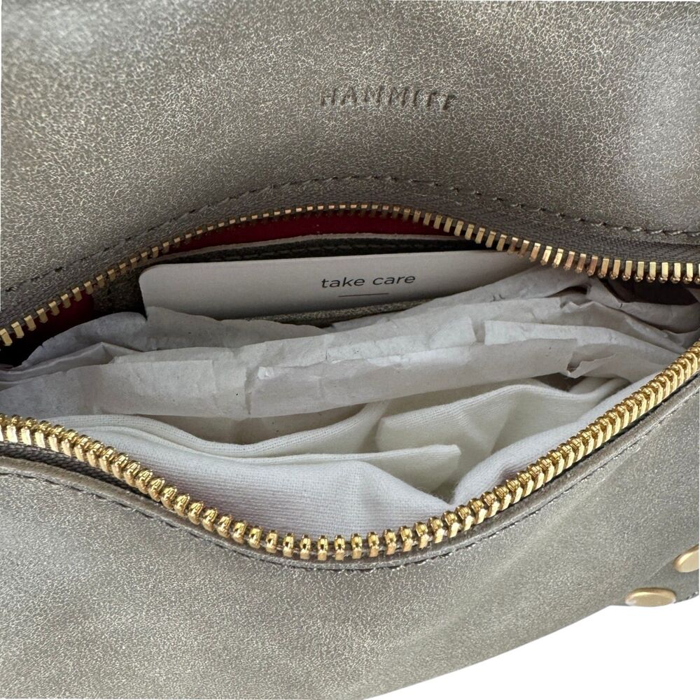 Hammitt Tony Small Pewter Crossbody NIB Brushed Gold Leather - Picture 4 of 15